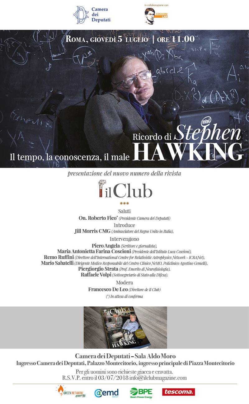 5 luglio 2018 - ore 11 - Ricordo di Stephen Hawking